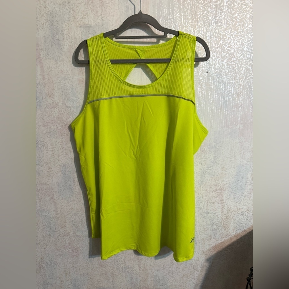 Pro Player Bright Lime Green Moisture Wicking Tank Top, Sz 1X